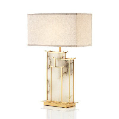 Traditional Chinese Rectangular Iron Fabric 1-Light Table Lamp For Living Room