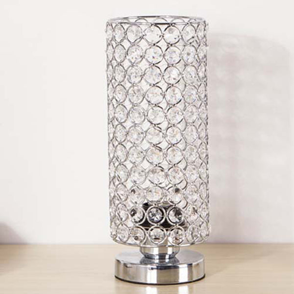 Modern Simplicity Cylinder Iron Crystal 1-Light Table Lamp For Living Room