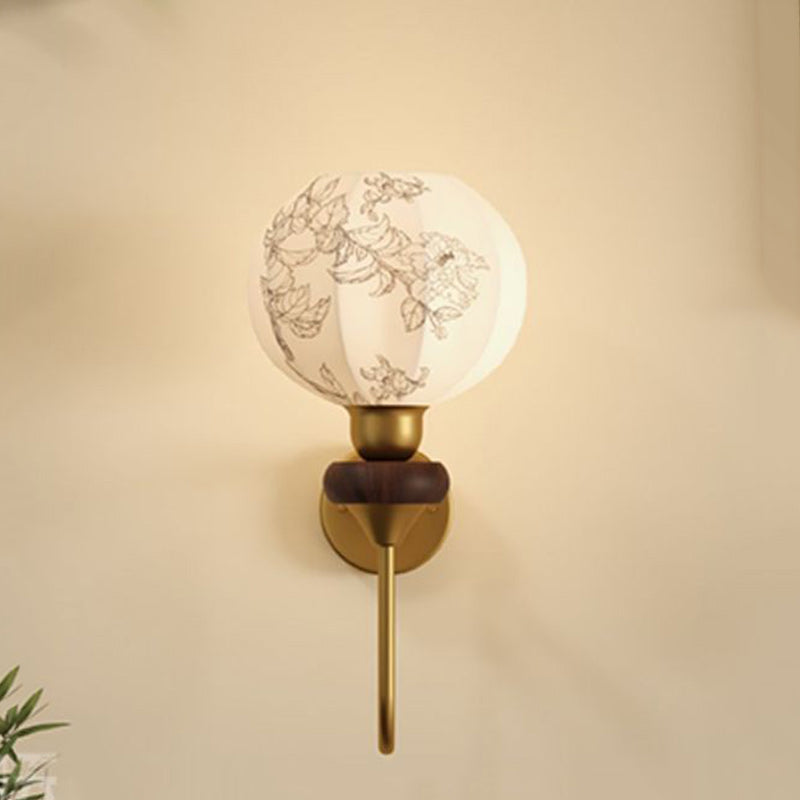 Traditional French Oval Iron Wood Fabric 1-Light Wall Sconce Lamp For Living Room