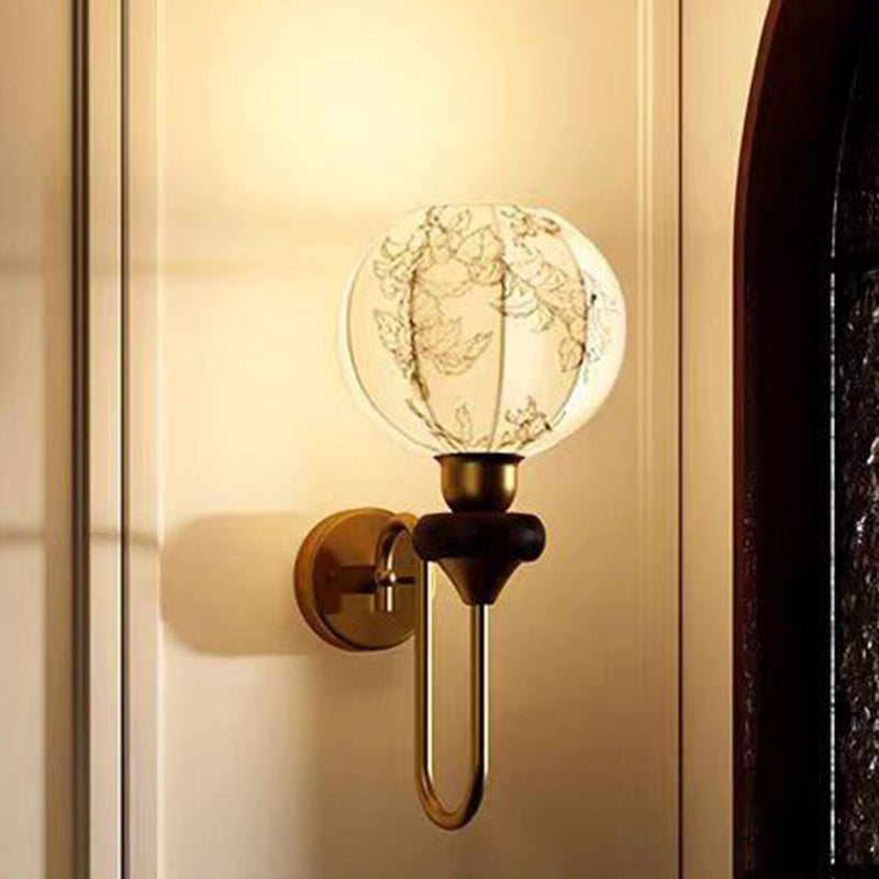 Traditional French Oval Iron Wood Fabric 1-Light Wall Sconce Lamp For Living Room