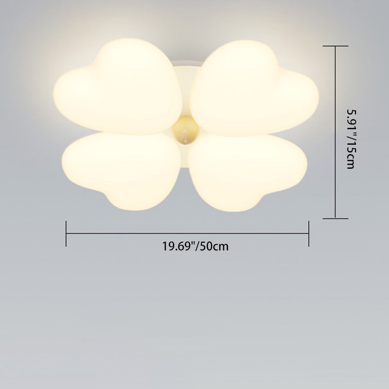 Contemporary Creative Heart Iron Plastic LED Semi-Flush Mount Ceiling Light For Bedroom
