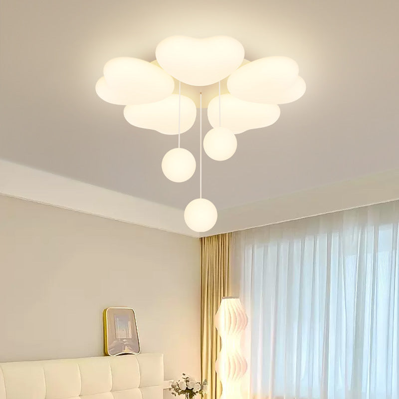 Contemporary Creative Heart Iron Plastic LED Semi-Flush Mount Ceiling Light For Bedroom
