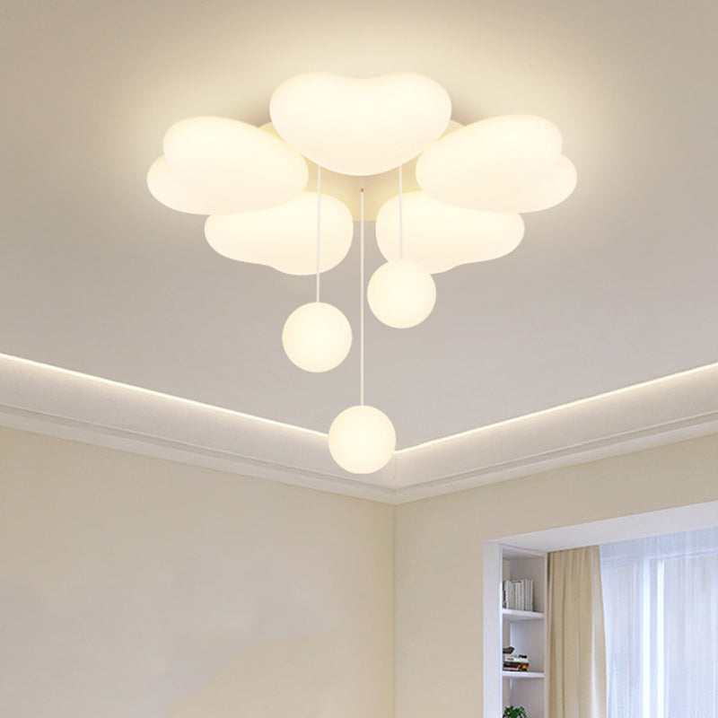 Contemporary Creative Heart Iron Plastic LED Semi-Flush Mount Ceiling Light For Bedroom