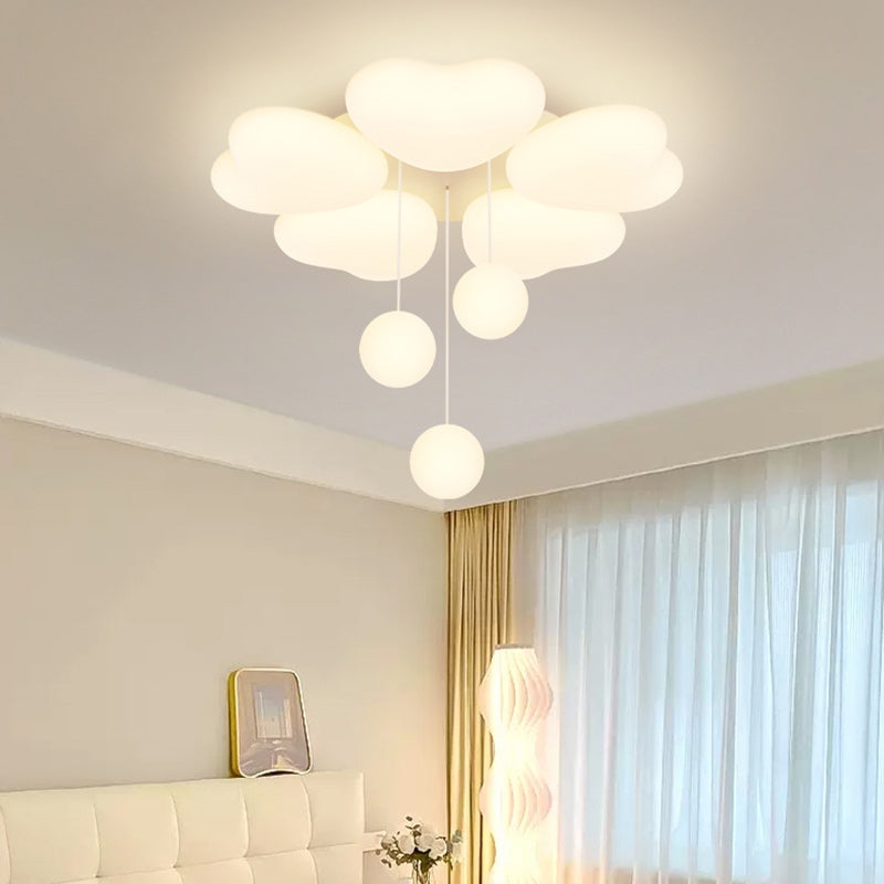 Contemporary Creative Heart Iron Plastic LED Semi-Flush Mount Ceiling Light For Bedroom