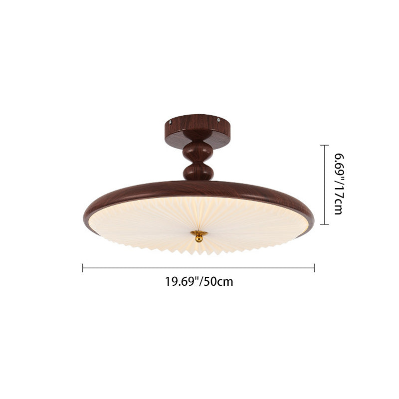 Traditional Vintage Round Iron Plastic LED Semi-Flush Mount Ceiling Light For Living Room