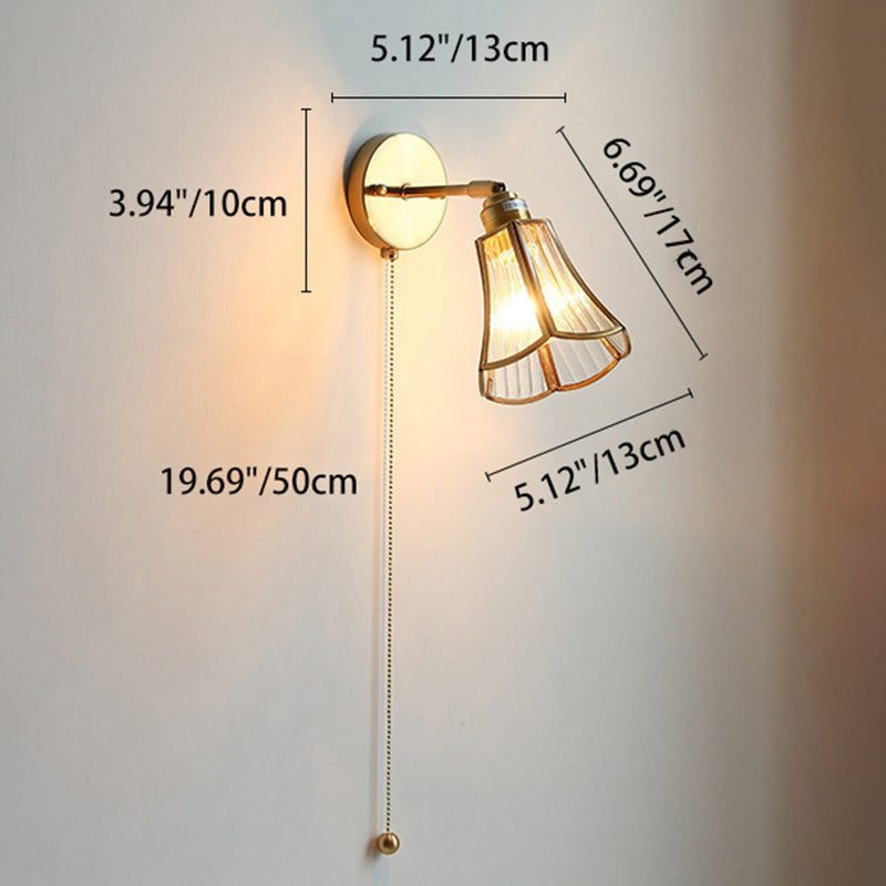 Contemporary Nordic Hexagonal Copper Glass 1-Light Wall Sconce Lamp For Living Room