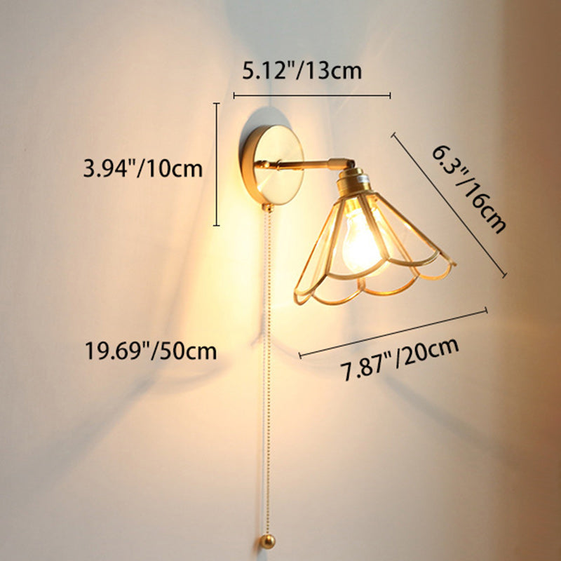 Contemporary Nordic Hexagonal Copper Glass 1-Light Wall Sconce Lamp For Living Room