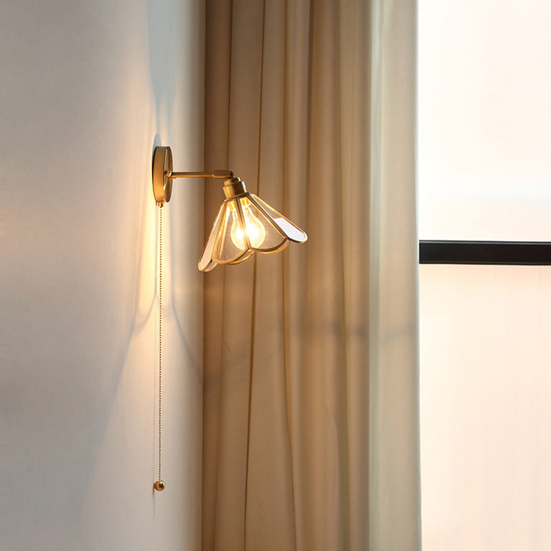 Contemporary Nordic Hexagonal Copper Glass 1-Light Wall Sconce Lamp For Living Room