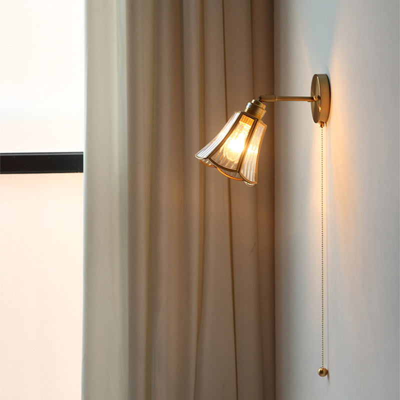 Contemporary Nordic Hexagonal Copper Glass 1-Light Wall Sconce Lamp For Living Room