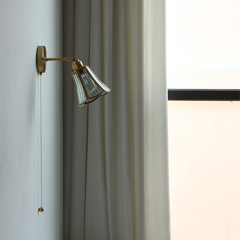 Contemporary Nordic Hexagonal Copper Glass 1-Light Wall Sconce Lamp For Living Room