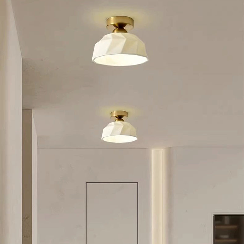 Contemporary Creative Round Iron Ceramic 1-Light Semi-Flush Mount Ceiling Light For Living Room