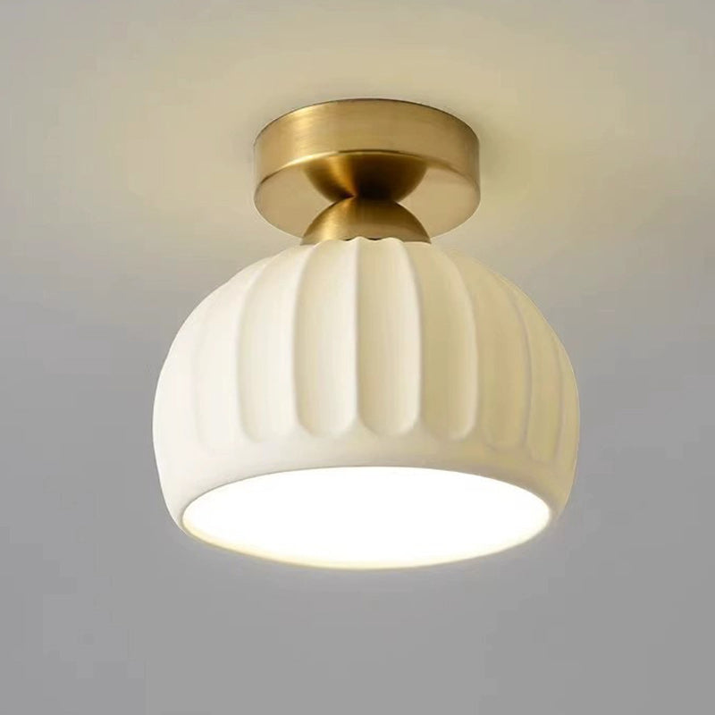 Contemporary Creative Round Iron Ceramic 1-Light Semi-Flush Mount Ceiling Light For Living Room