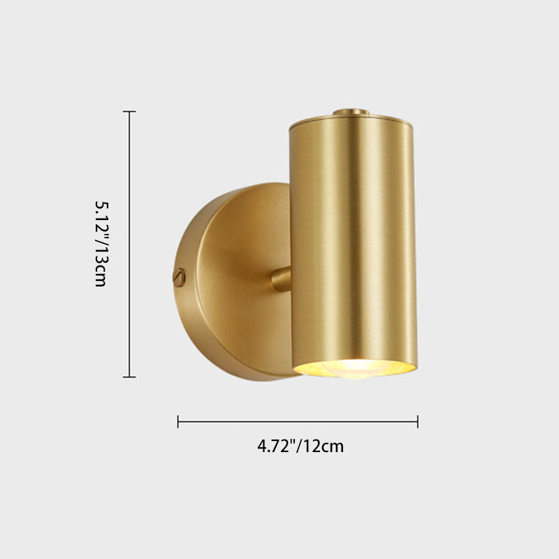 Contemporary Nordic Cylinder Copper 1-Light Wall Sconce Lamp For Living Room