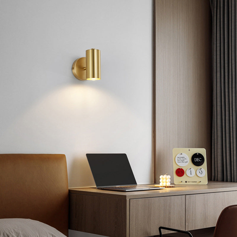 Contemporary Nordic Cylinder Copper 1-Light Wall Sconce Lamp For Living Room