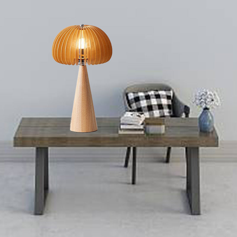Traditional Vintage Oval Iron Wood 1-Light Table Lamp For Living Room