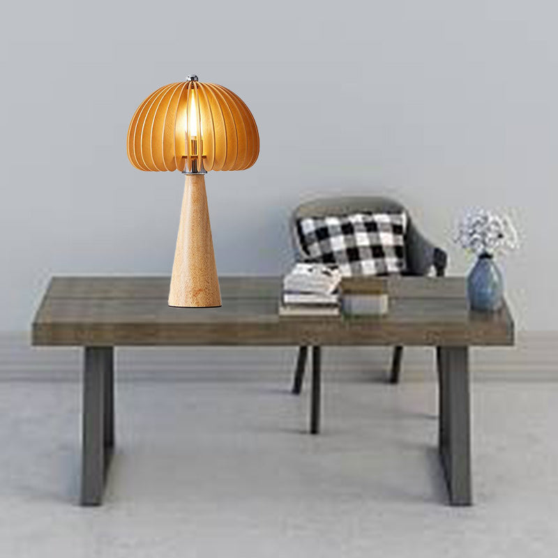 Traditional Vintage Oval Iron Wood 1-Light Table Lamp For Living Room