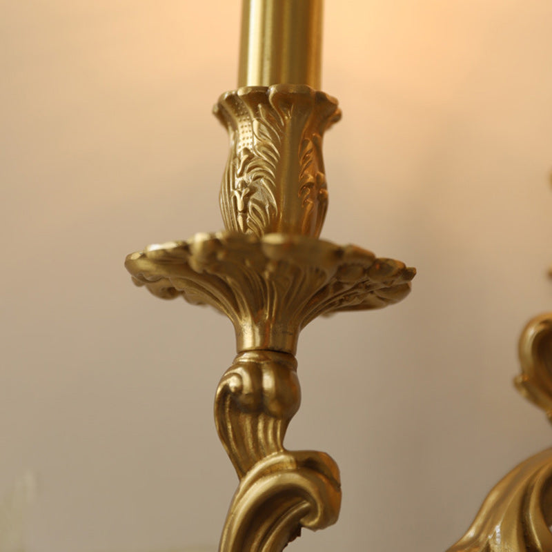 Traditional European Column Copper 2/3-Light Wall Sconce Lamp For Living Room