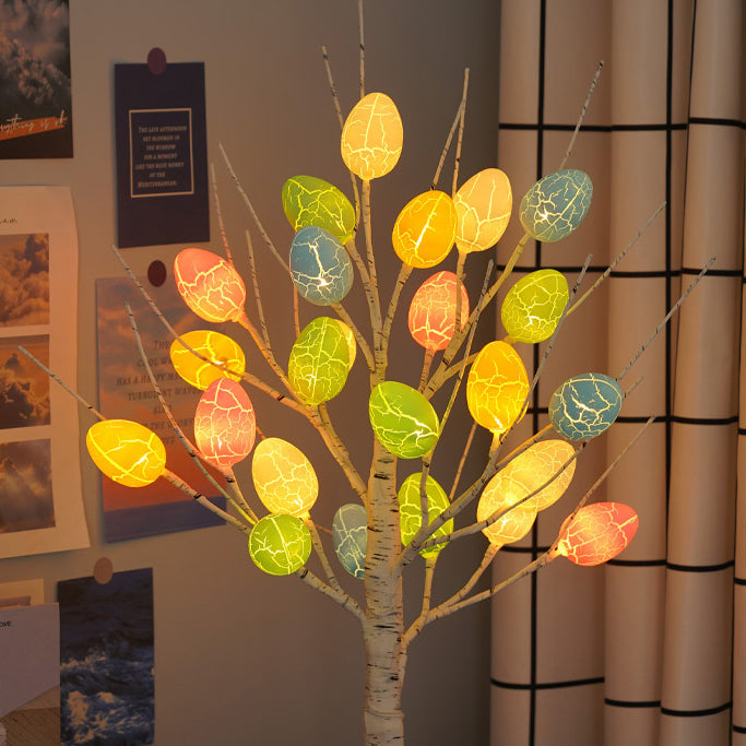 Contemporary Creative Easter Plastic Birch Eggs LED Decorative Table Lamp For Bedroom