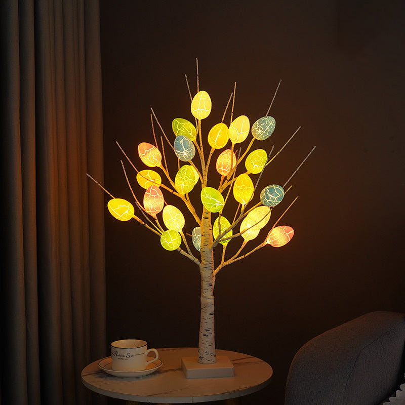 Contemporary Creative Easter Plastic Birch Eggs LED Decorative Table Lamp For Bedroom