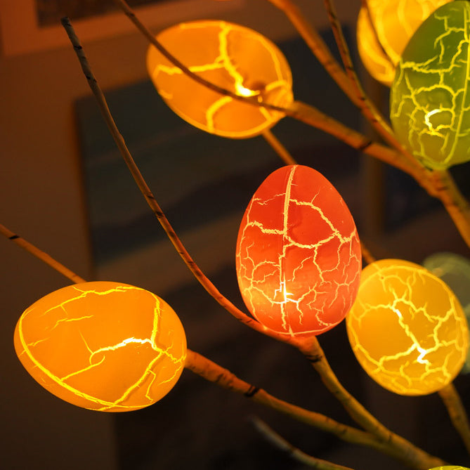 Contemporary Creative Easter Plastic Birch Eggs LED Decorative Table Lamp For Bedroom
