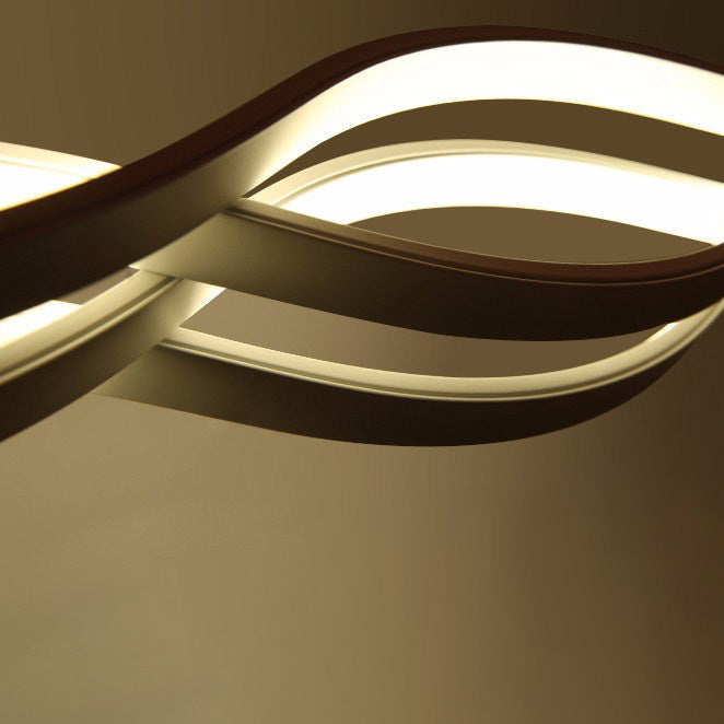 ثريا جزيرة LED بتصميم عصري بسيط مع حلقة مزدوجة من الألومنيوم والسيليكون لغرفة الطعام
