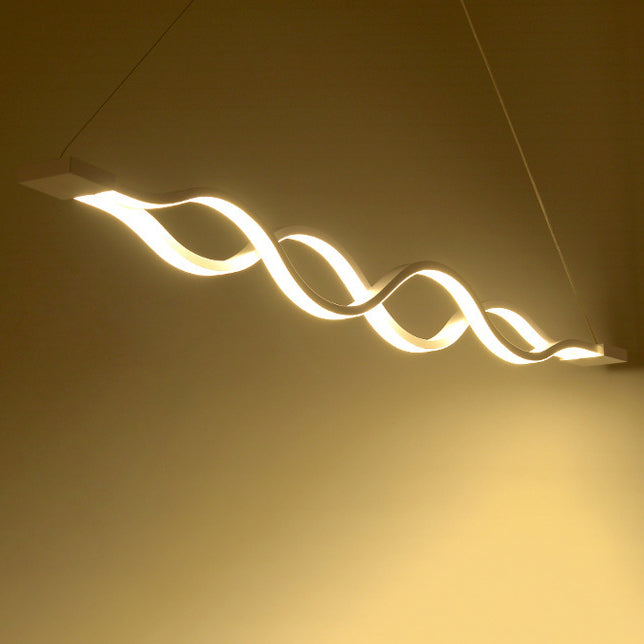 ثريا جزيرة LED بتصميم عصري بسيط مع حلقة مزدوجة من الألومنيوم والسيليكون لغرفة الطعام