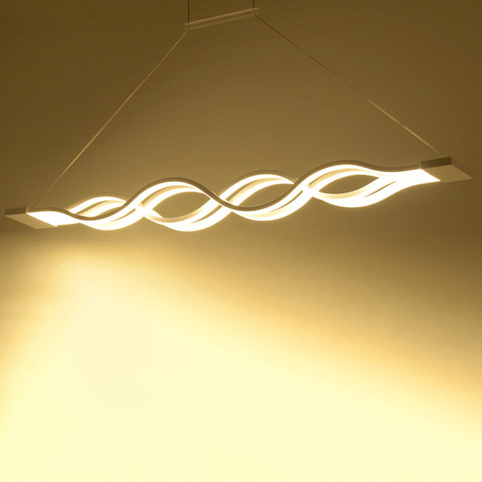 ثريا جزيرة LED بتصميم عصري بسيط مع حلقة مزدوجة من الألومنيوم والسيليكون لغرفة الطعام