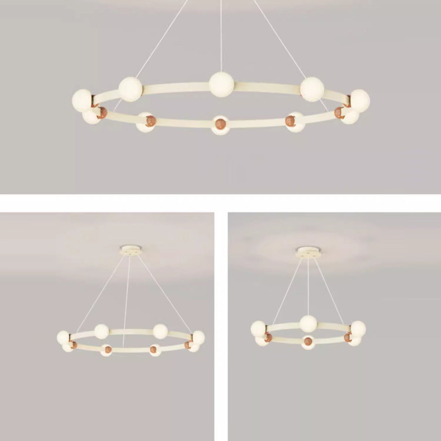 Contemporary Nordic Round Iron Aluminum Glass LED Chandeliers For Living Room