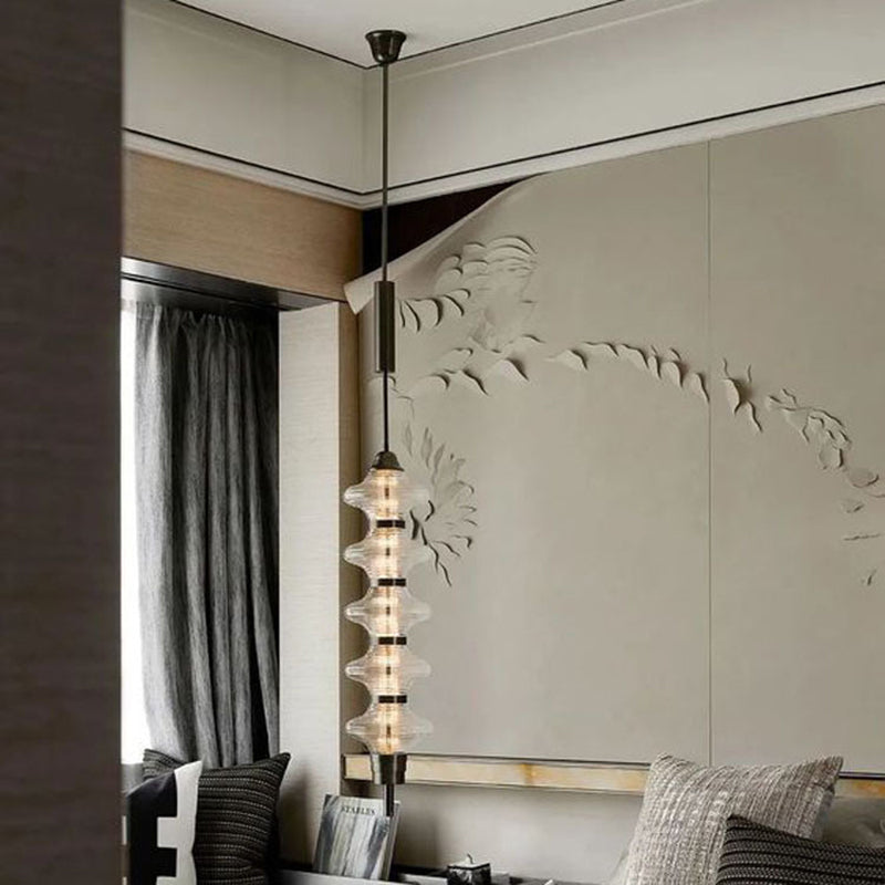 Contemporary Creative Gourd Hardware Glass LED Pendant Light For Living Room