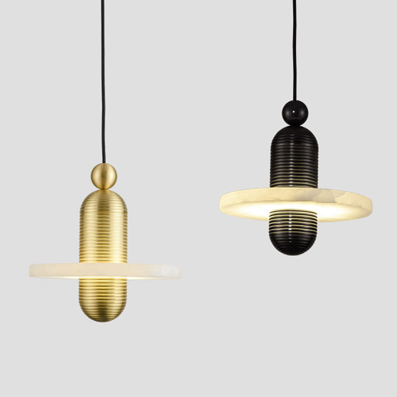 مصباح LED دائري معاصر من الرخام والألومنيوم لغرفة المعيشة