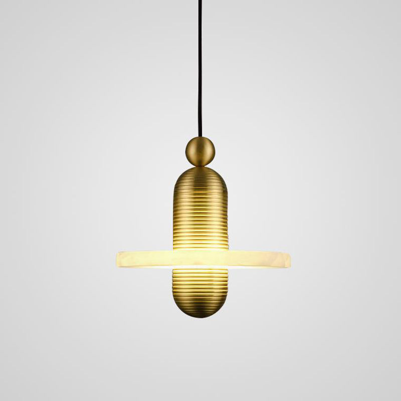 مصباح LED دائري معاصر من الرخام والألومنيوم لغرفة المعيشة