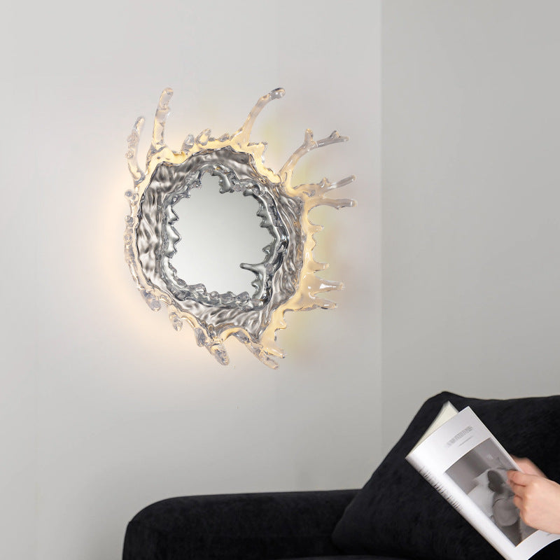 Contemporary Creative Stainless Steel Acrylic Water Drop Mirror LED Wall Sconce Lamp For Bathroom