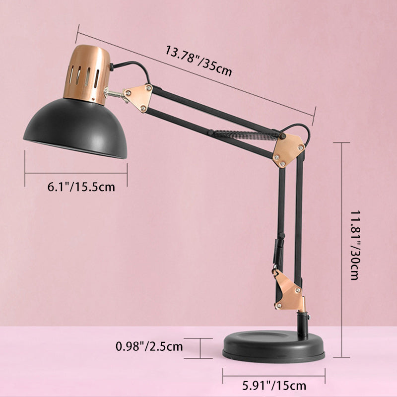 Modern Minimalist Foldable Rotatable Bowl Head Iron 1-Light Table Lamp For Study