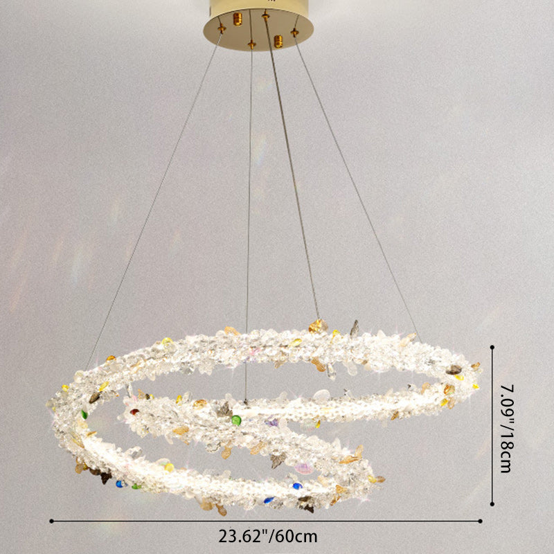 Modern Luxury Round Crystal Ring Shape Hardware LED Chandelier For Living Room