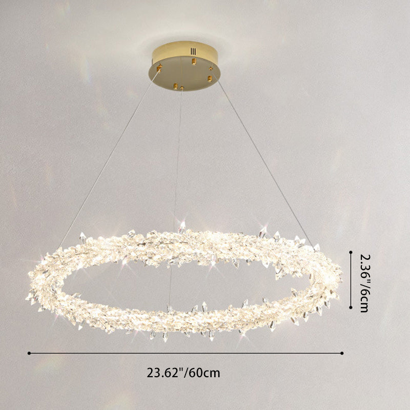 Modern Luxury Round Crystal Ring Shape Hardware LED Chandelier For Living Room