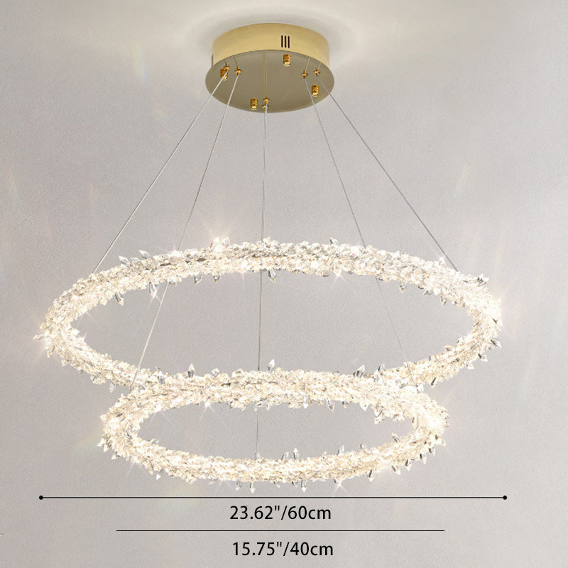 Modern Luxury Round Crystal Ring Shape Hardware LED Chandelier For Living Room