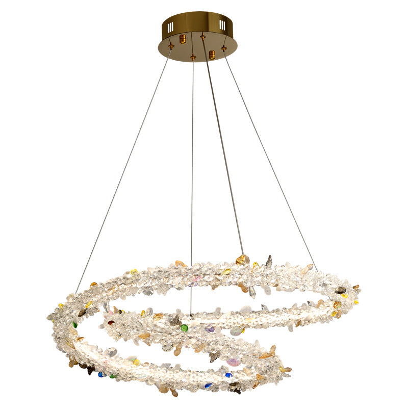 Modern Luxury Round Crystal Ring Shape Hardware LED Chandelier For Living Room