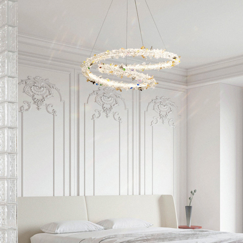 Modern Luxury Round Crystal Ring Shape Hardware LED Chandelier For Living Room