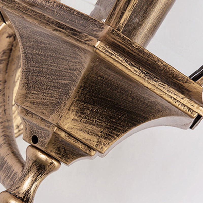 Contemporary Retro Waterproof Hexagonal Cage Aluminum Frosted Clear Glass 1-Light Wall Sconce Lamp For Outdoor Patio