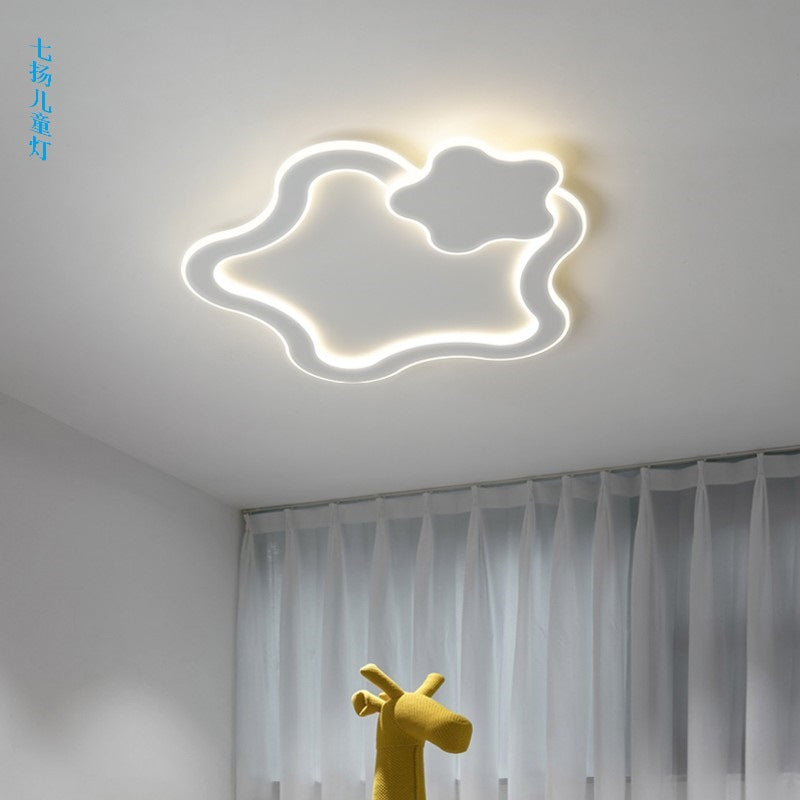 Contemporary Creative Kids Cartoon Five-Pointed Star Iron Acrylic LED Flush Mount Ceiling Light For Bedroom