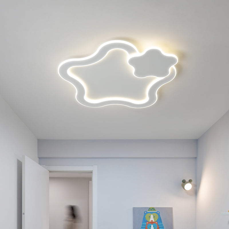 Contemporary Creative Kids Cartoon Five-Pointed Star Iron Acrylic LED Flush Mount Ceiling Light For Bedroom