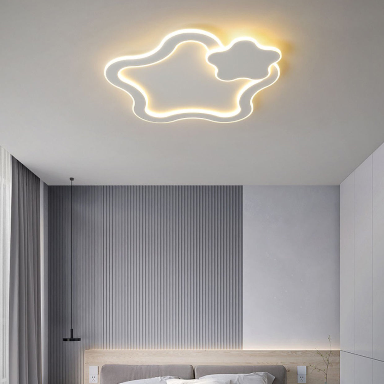 Contemporary Creative Kids Cartoon Five-Pointed Star Iron Acrylic LED Flush Mount Ceiling Light For Bedroom