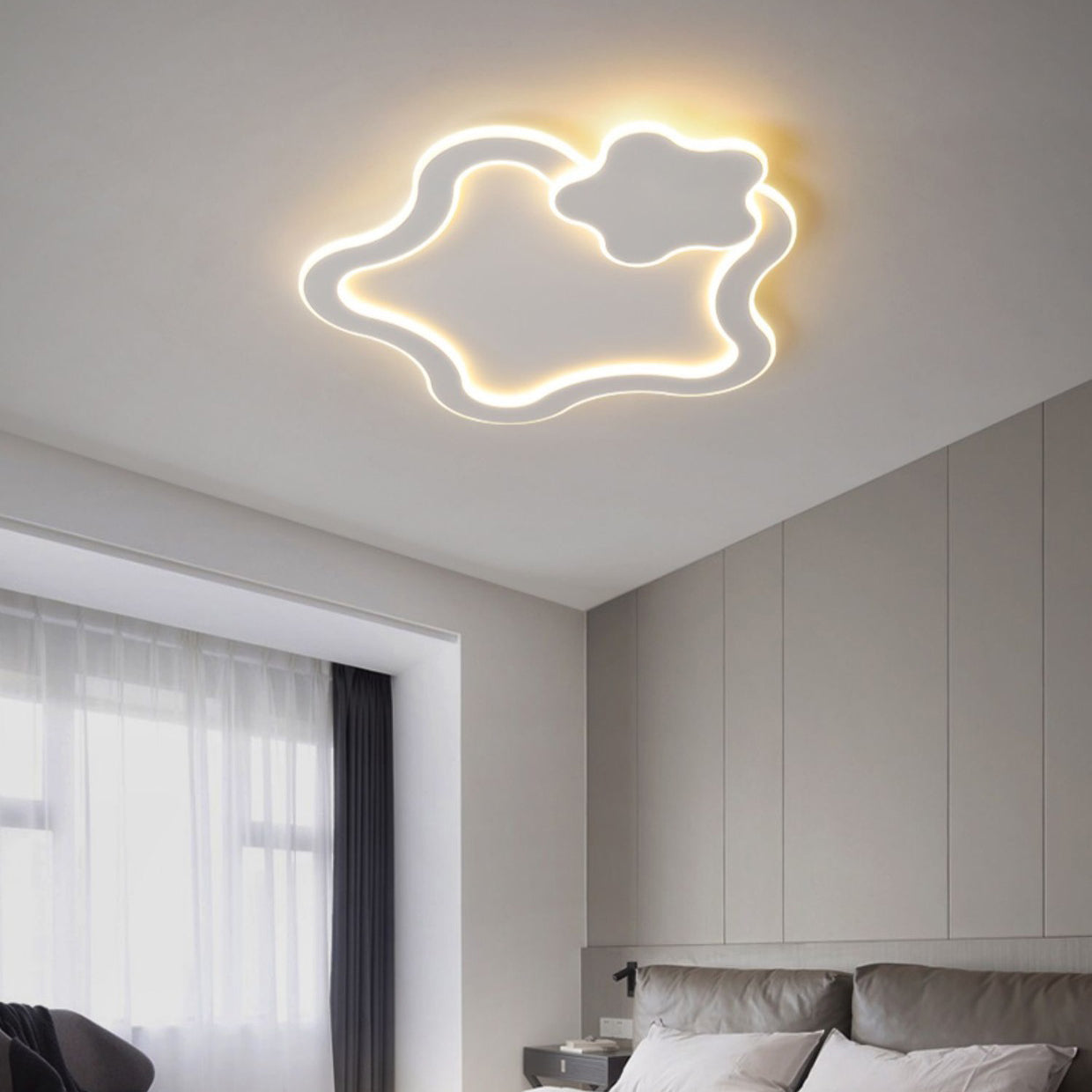 Contemporary Creative Kids Cartoon Five-Pointed Star Iron Acrylic LED Flush Mount Ceiling Light For Bedroom