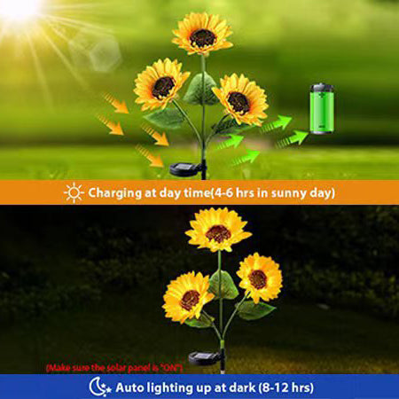 Contemporary Creative Artificial Flower LED Solar Waterproof Lawn Insert Light For Outdoor Patio