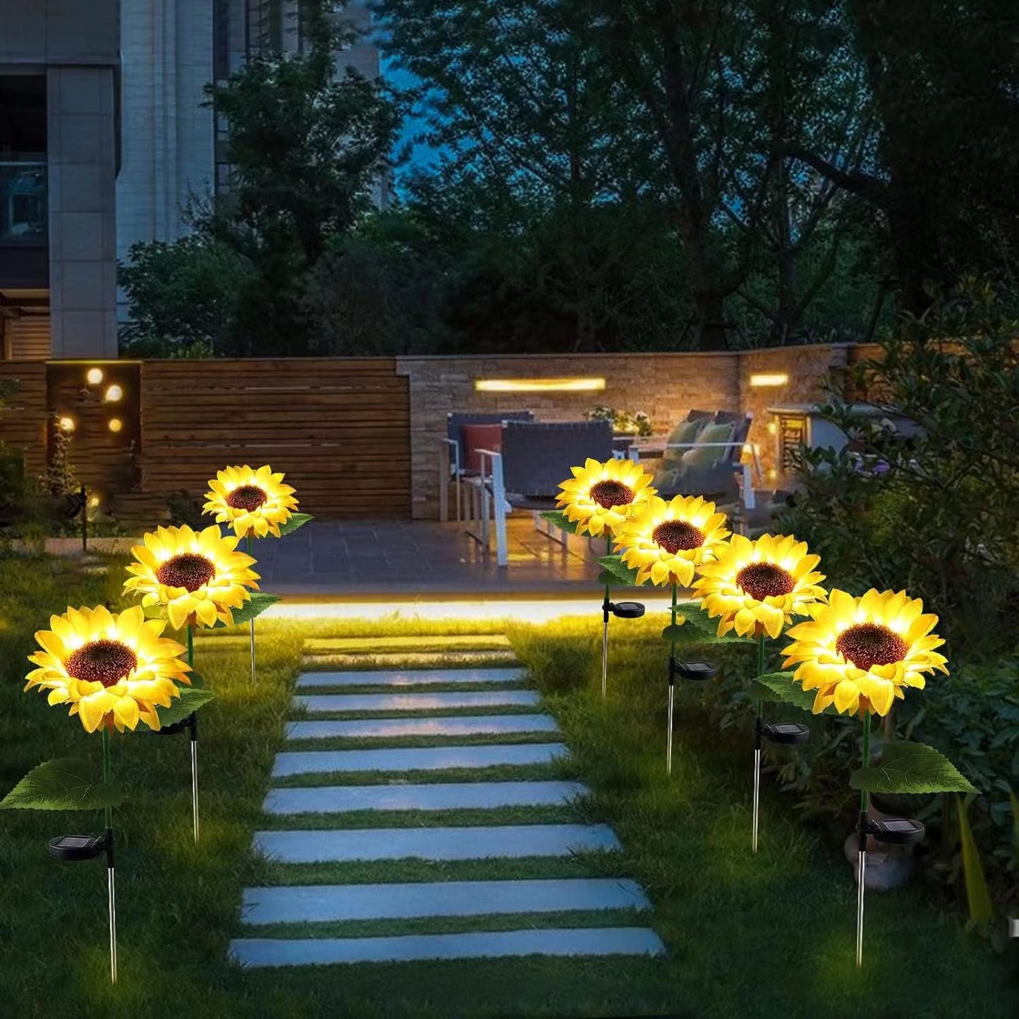 Contemporary Creative Artificial Flower LED Solar Waterproof Lawn Insert Light For Outdoor Patio