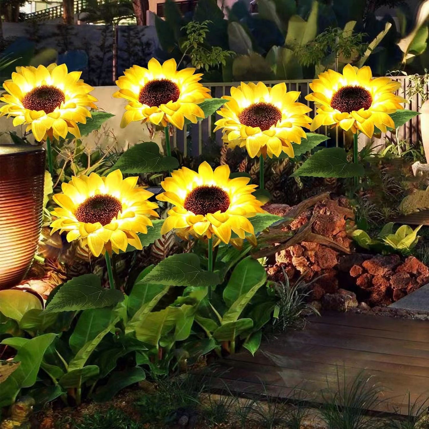 Contemporary Creative Artificial Flower LED Solar Waterproof Lawn Insert Light For Outdoor Patio