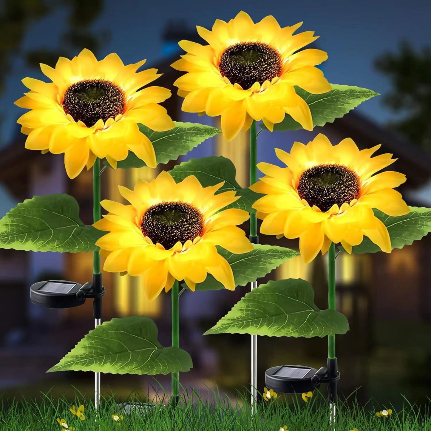 Contemporary Creative Artificial Flower LED Solar Waterproof Lawn Insert Light For Outdoor Patio