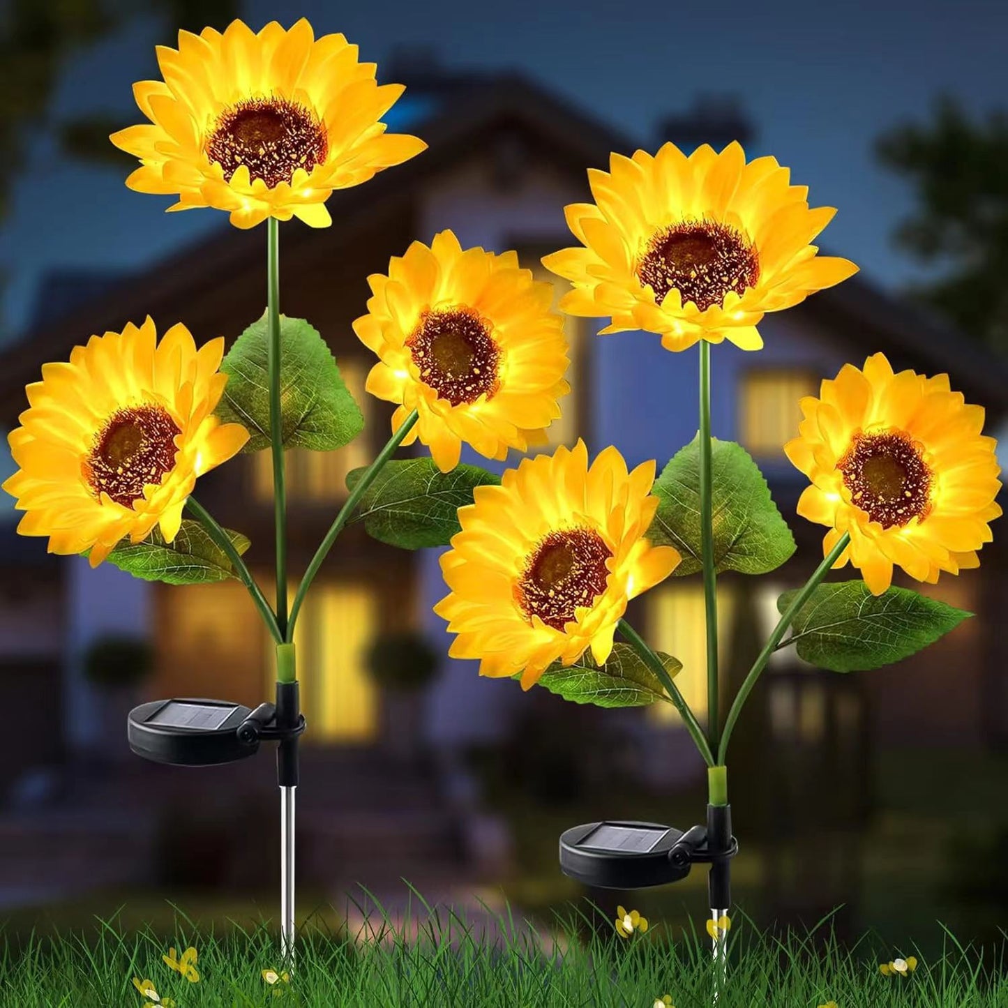 Contemporary Creative Artificial Flower LED Solar Waterproof Lawn Insert Light For Outdoor Patio