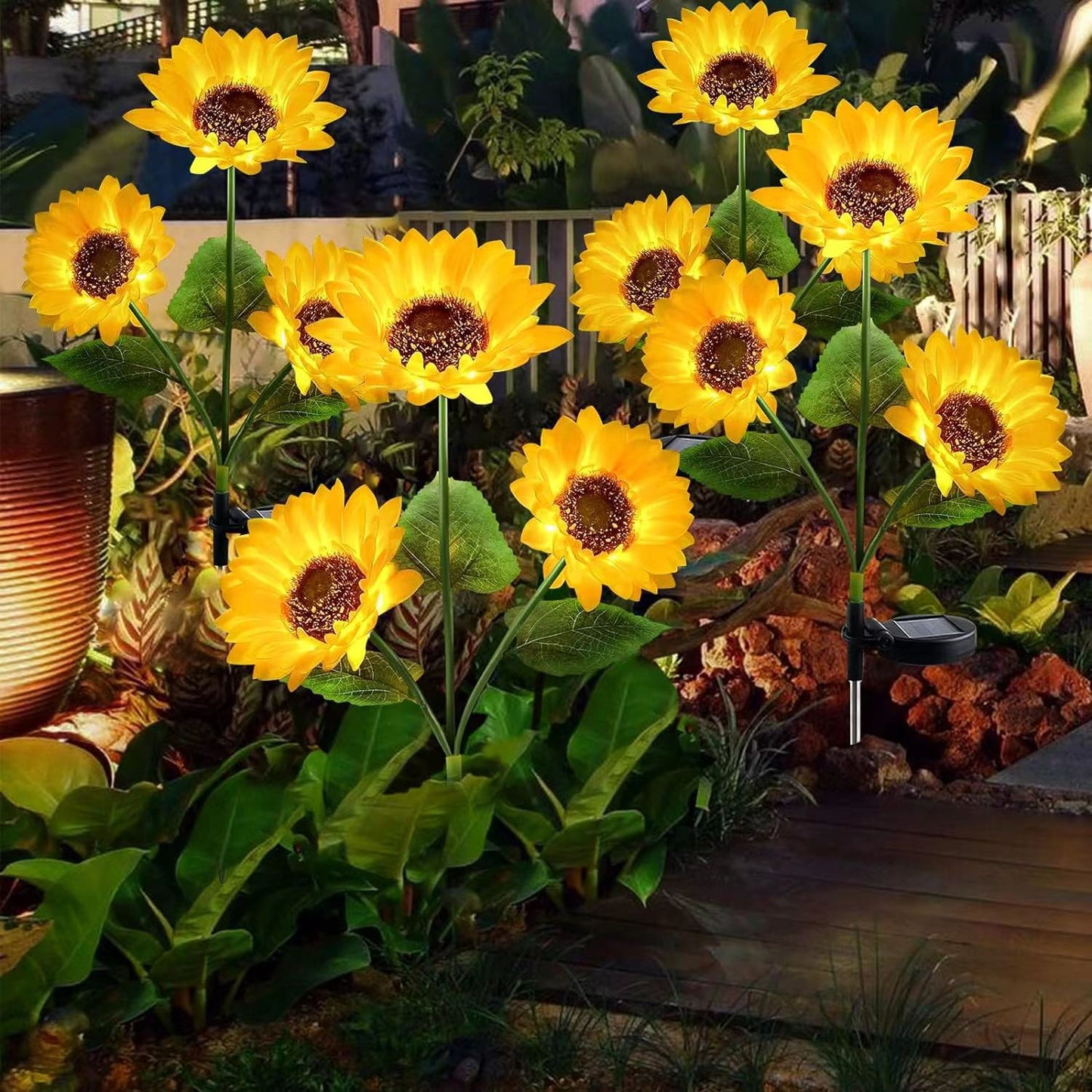 Contemporary Creative Artificial Flower LED Solar Waterproof Lawn Insert Light For Outdoor Patio
