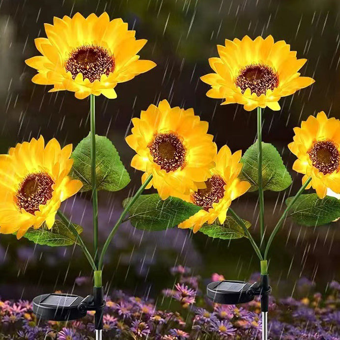 Contemporary Creative Artificial Flower LED Solar Waterproof Lawn Insert Light For Outdoor Patio